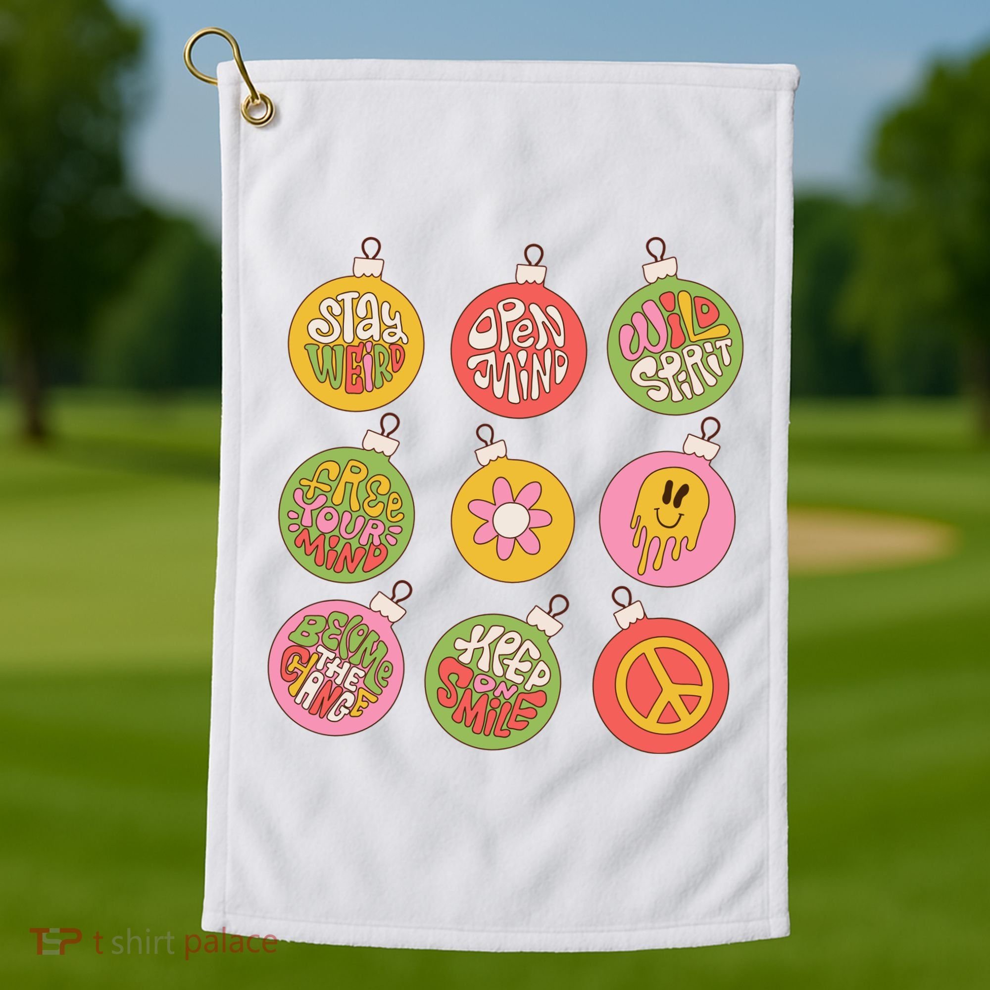 Christmas Ball Retro Ornaments Golf Towel