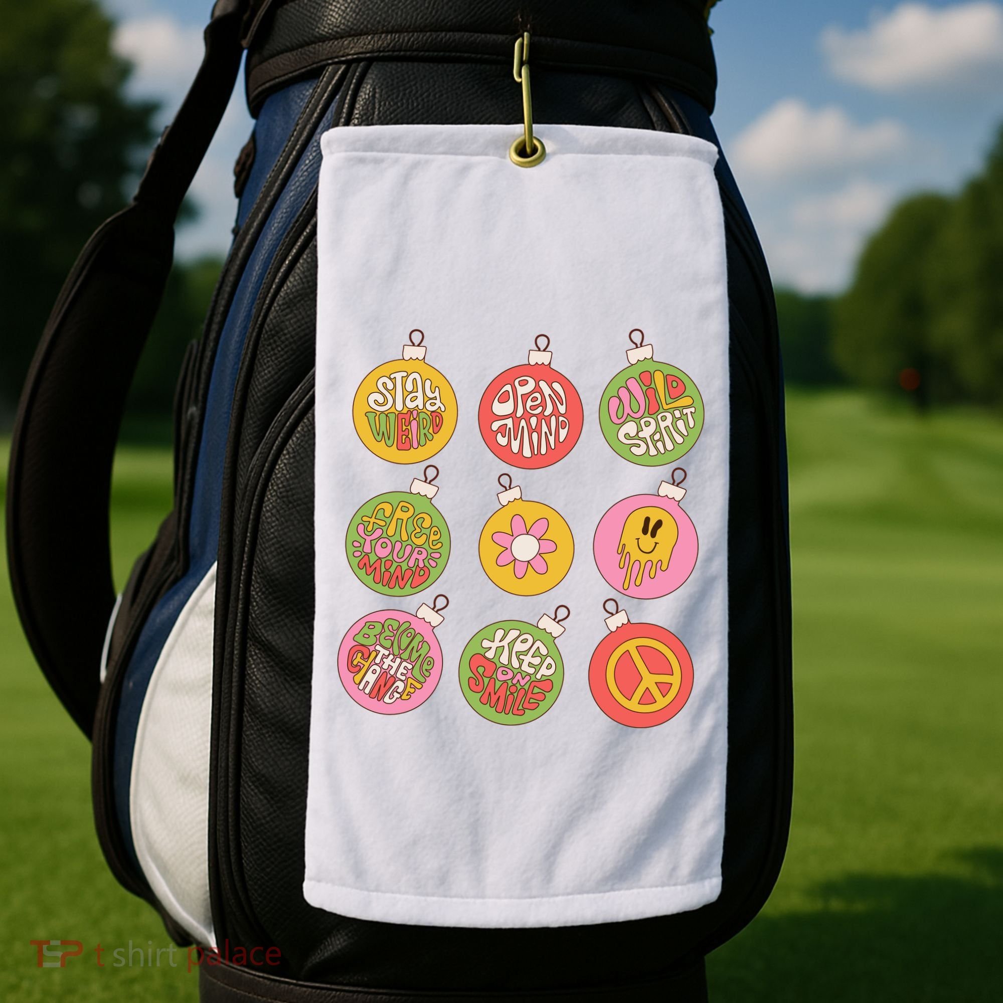 Christmas Ball Retro Ornaments Golf Towel