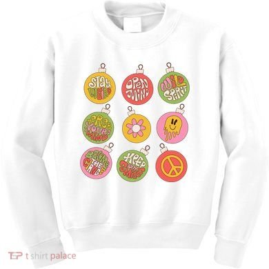 Christmas Ball Retro Ornaments Kids Sweatshirt