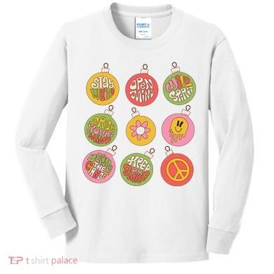 Christmas Ball Retro Ornaments Kids Long Sleeve Shirt