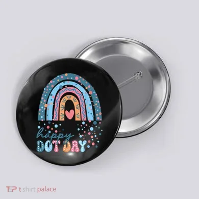 Cute Boho Rainbow Happy Dot Day Student Teacher Gift Button