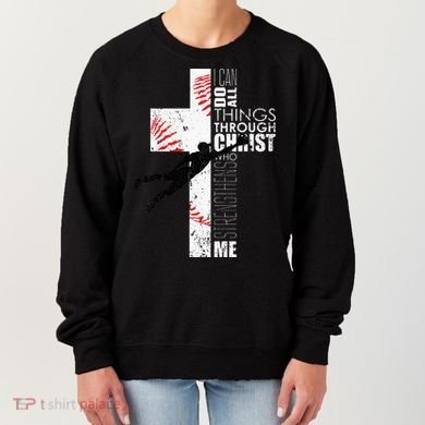 Christian Baseball Religious Cross  Women's Sweatshirt