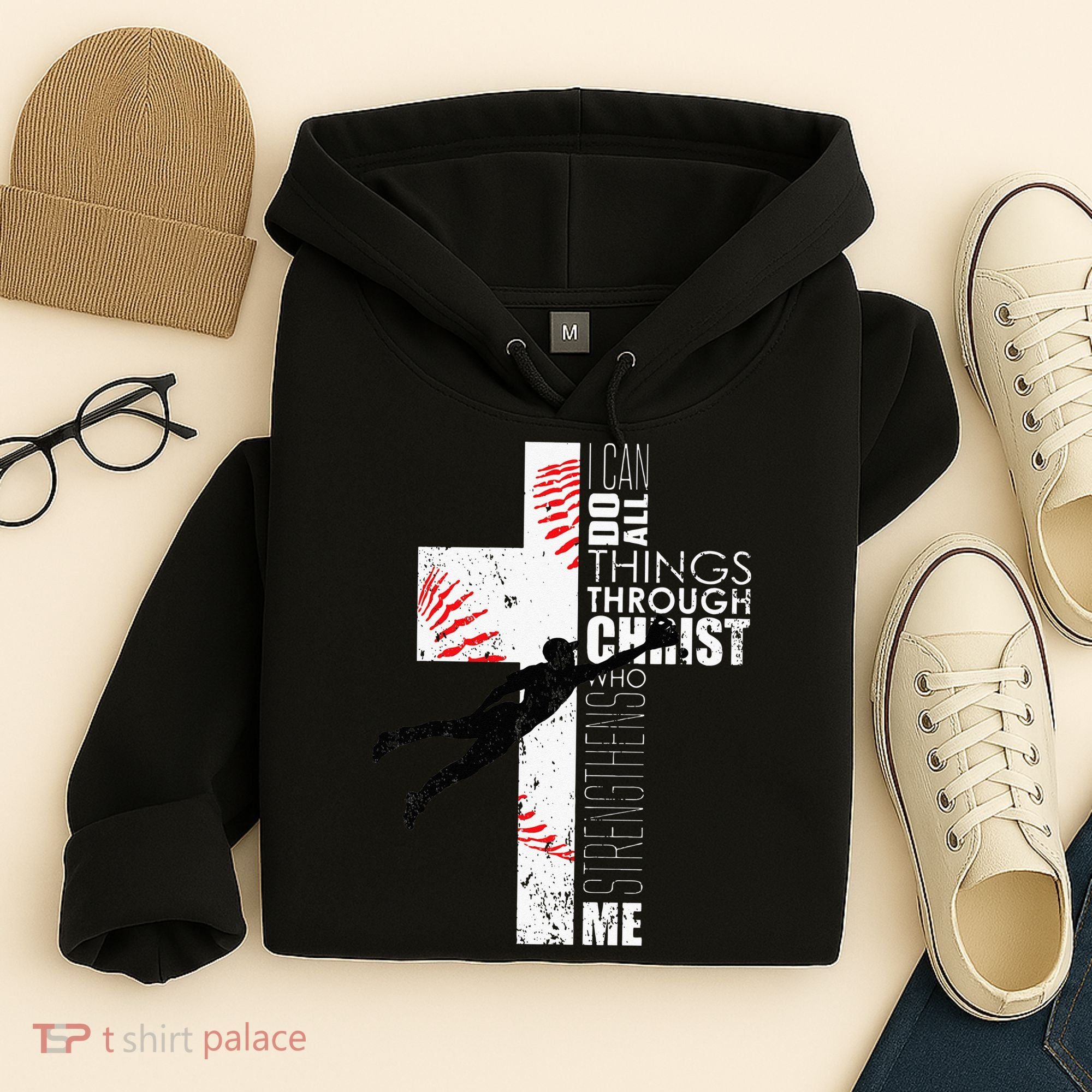 Christian Baseball Religious Cross  Hoodie
