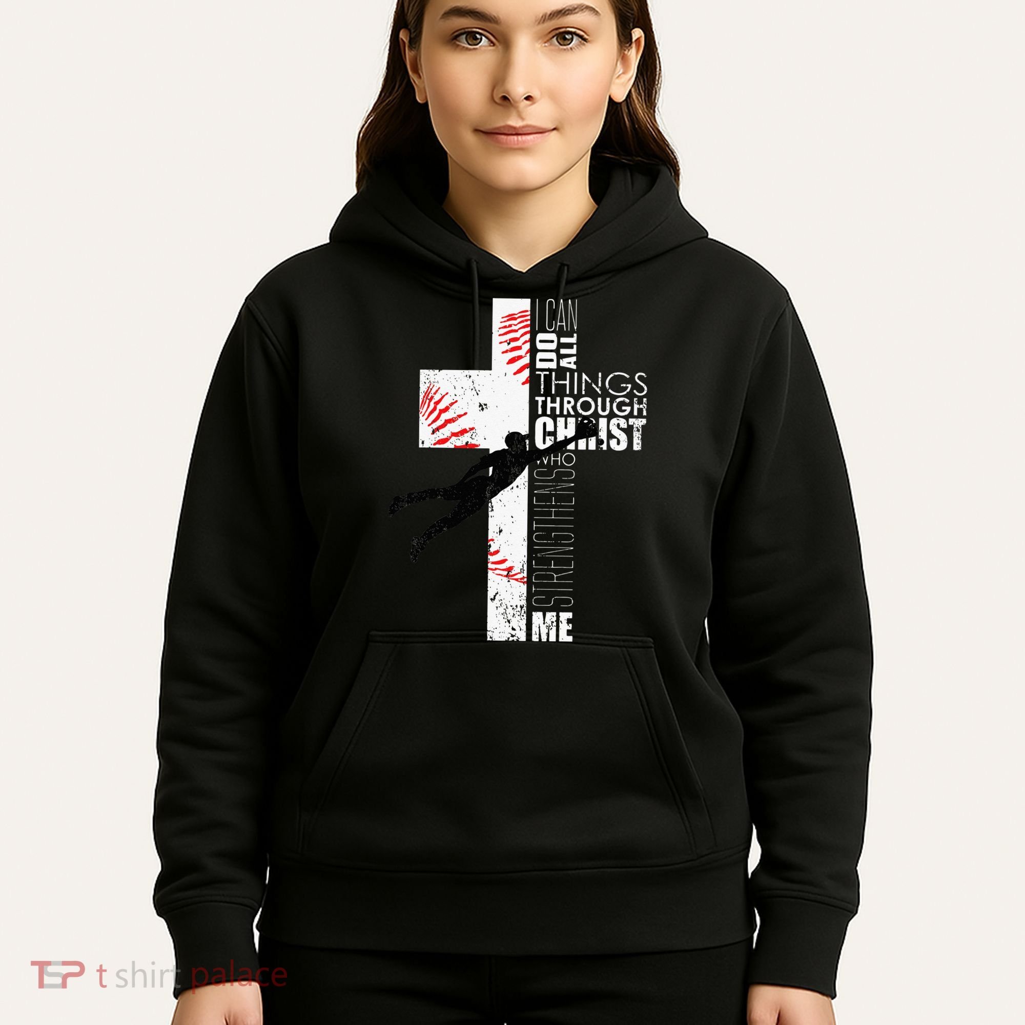 Christian Baseball Religious Cross  Hoodie