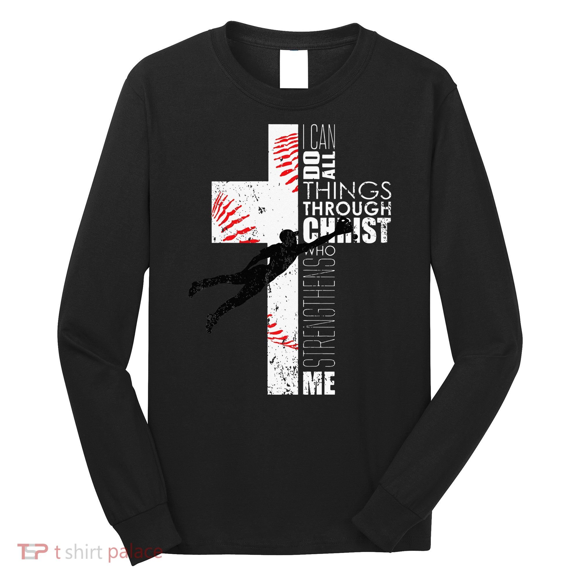 Christian Baseball Religious Cross  Long Sleeve Shirt