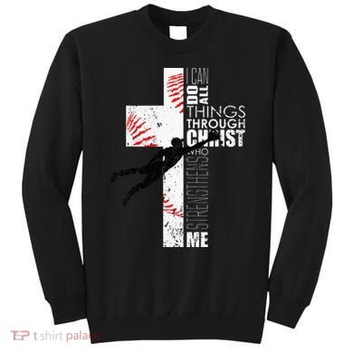 Christian Baseball Religious Cross  Sweatshirt