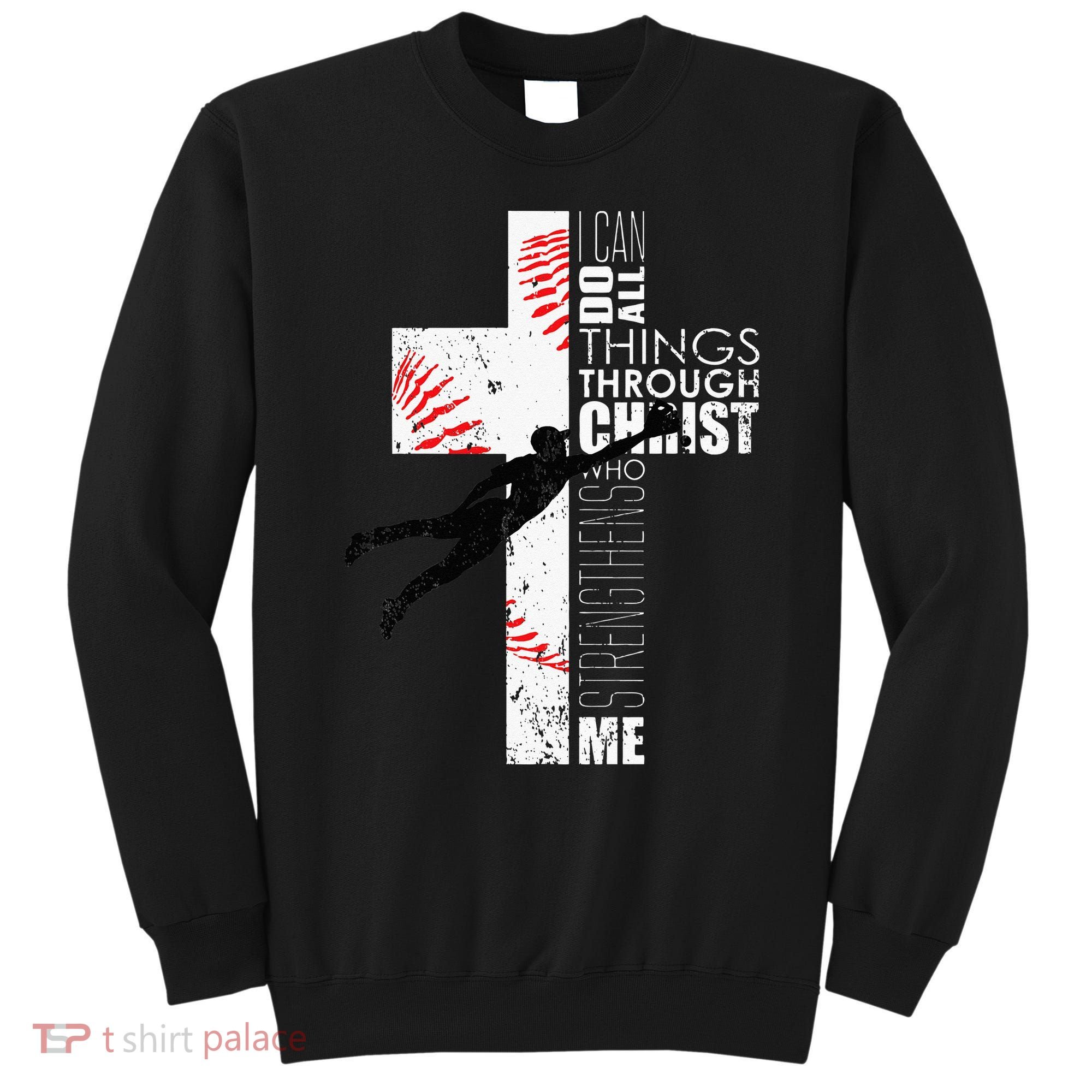 Christian Baseball Religious Cross  Sweatshirt