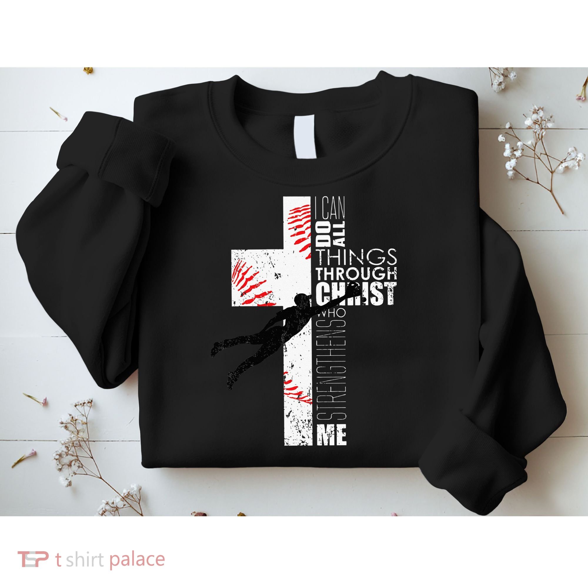 Christian Baseball Religious Cross  Sweatshirt
