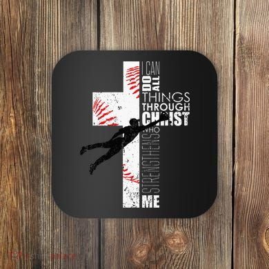Christian Baseball Religious Cross  Coaster