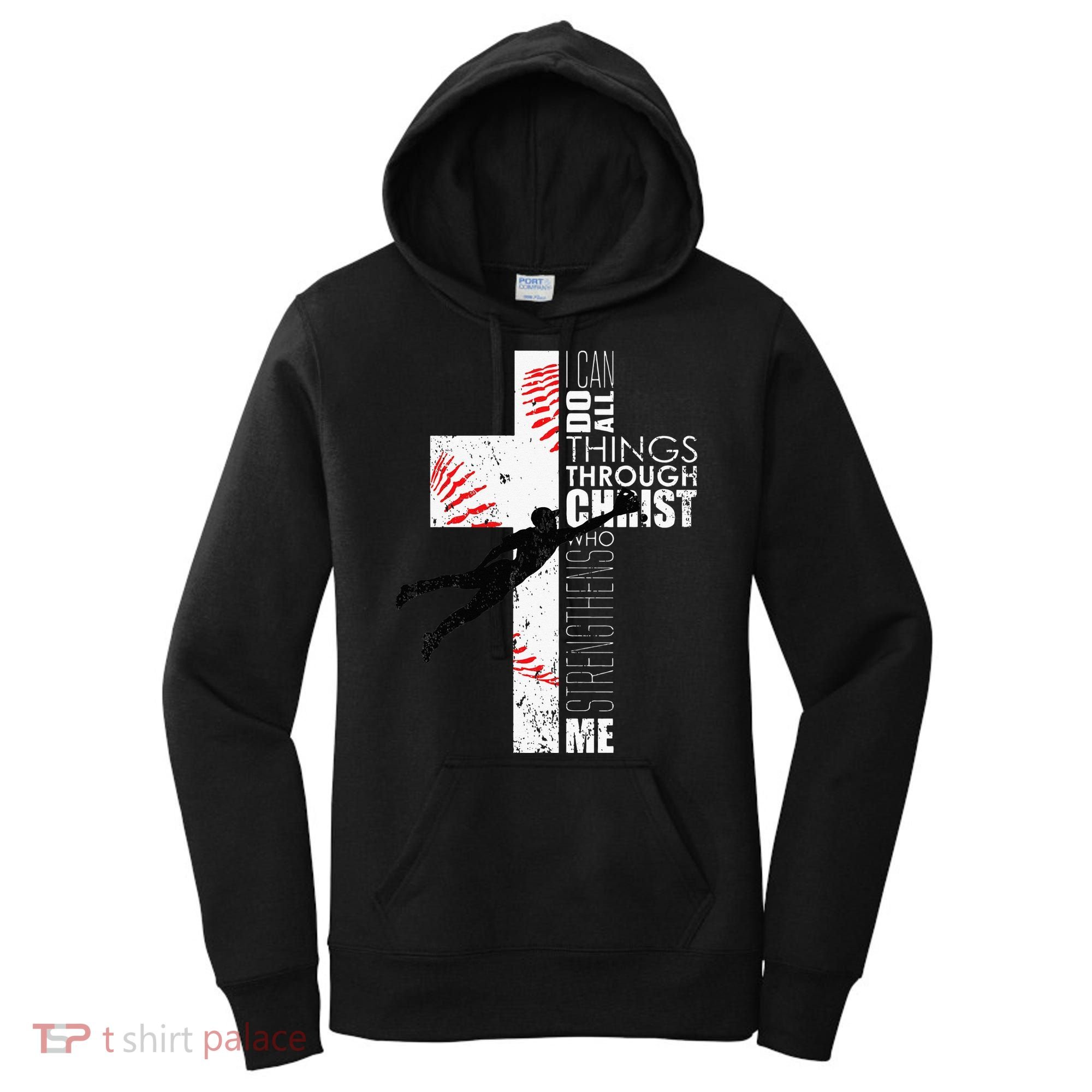 Christian Baseball Religious Cross  Women's Hoodie