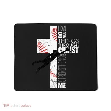 Christian Baseball Religious Cross  Mousepad