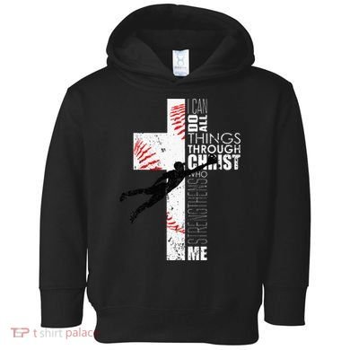 Christian Baseball Religious Cross  Toddler Hoodie