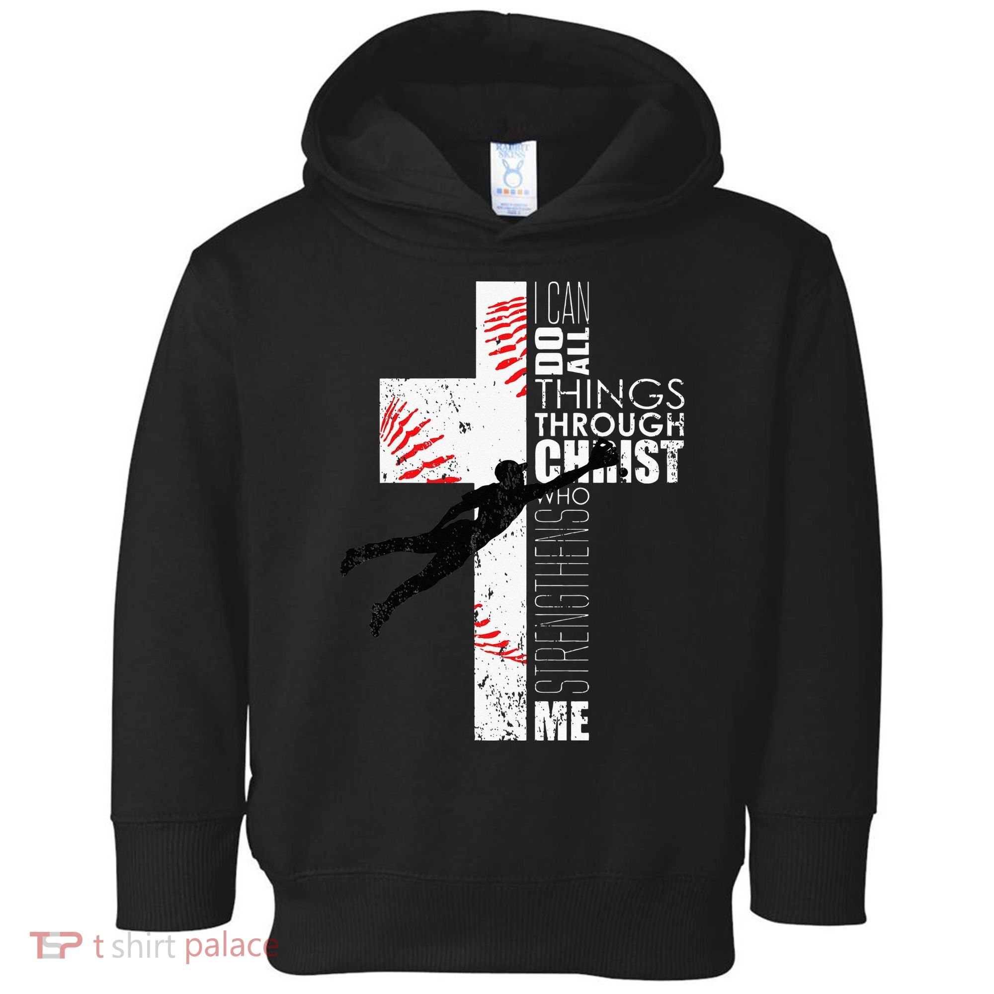 Christian Baseball Religious Cross  Toddler Hoodie