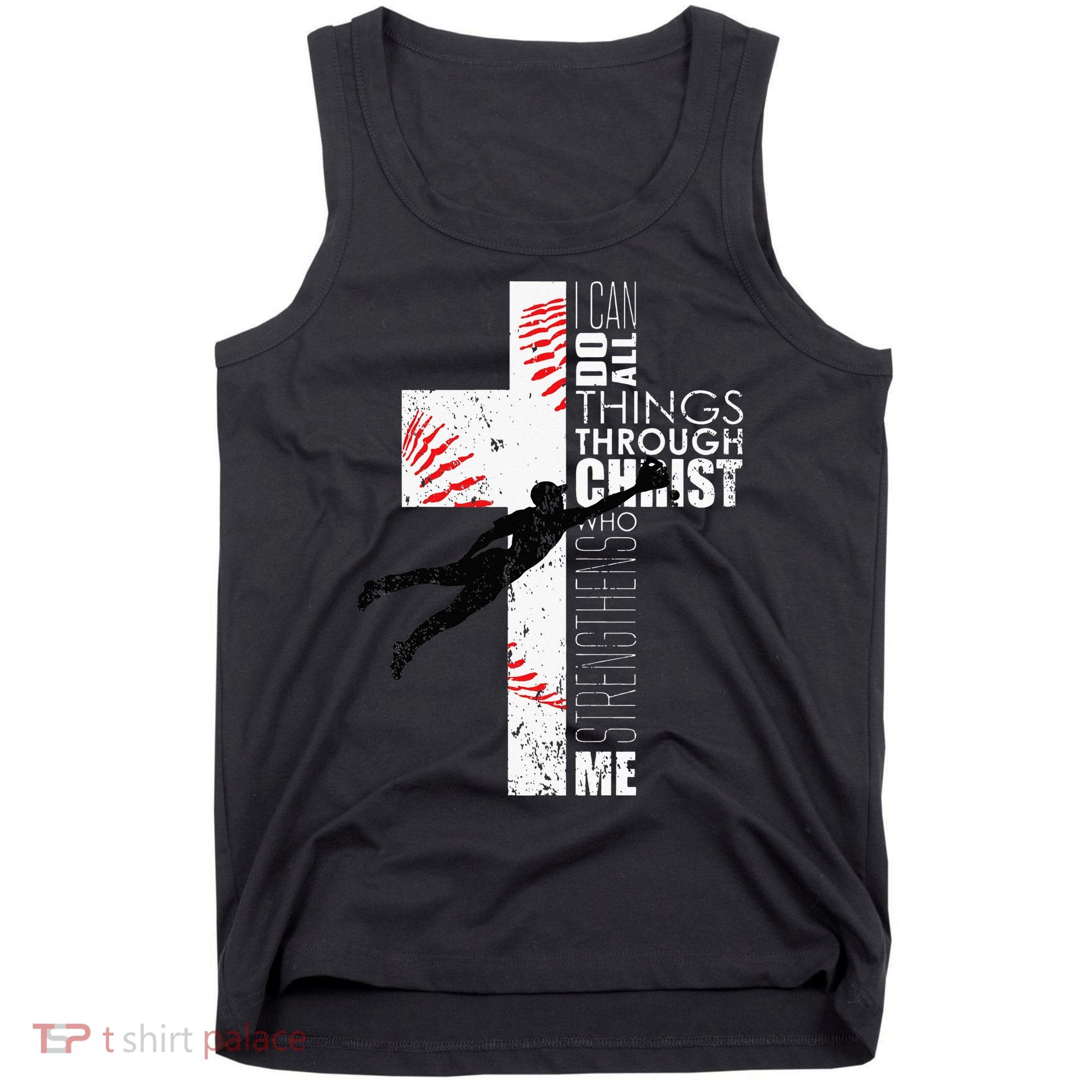 Christian Baseball Religious Cross  Tank Top