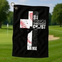 Christian Baseball Religious Cross  Golf Towel thumb 1