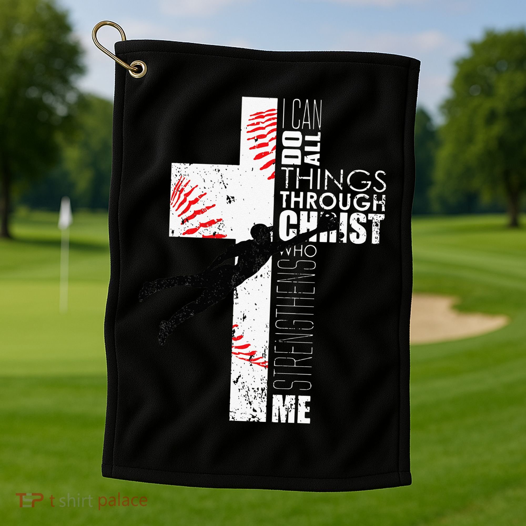 Christian Baseball Religious Cross  Golf Towel