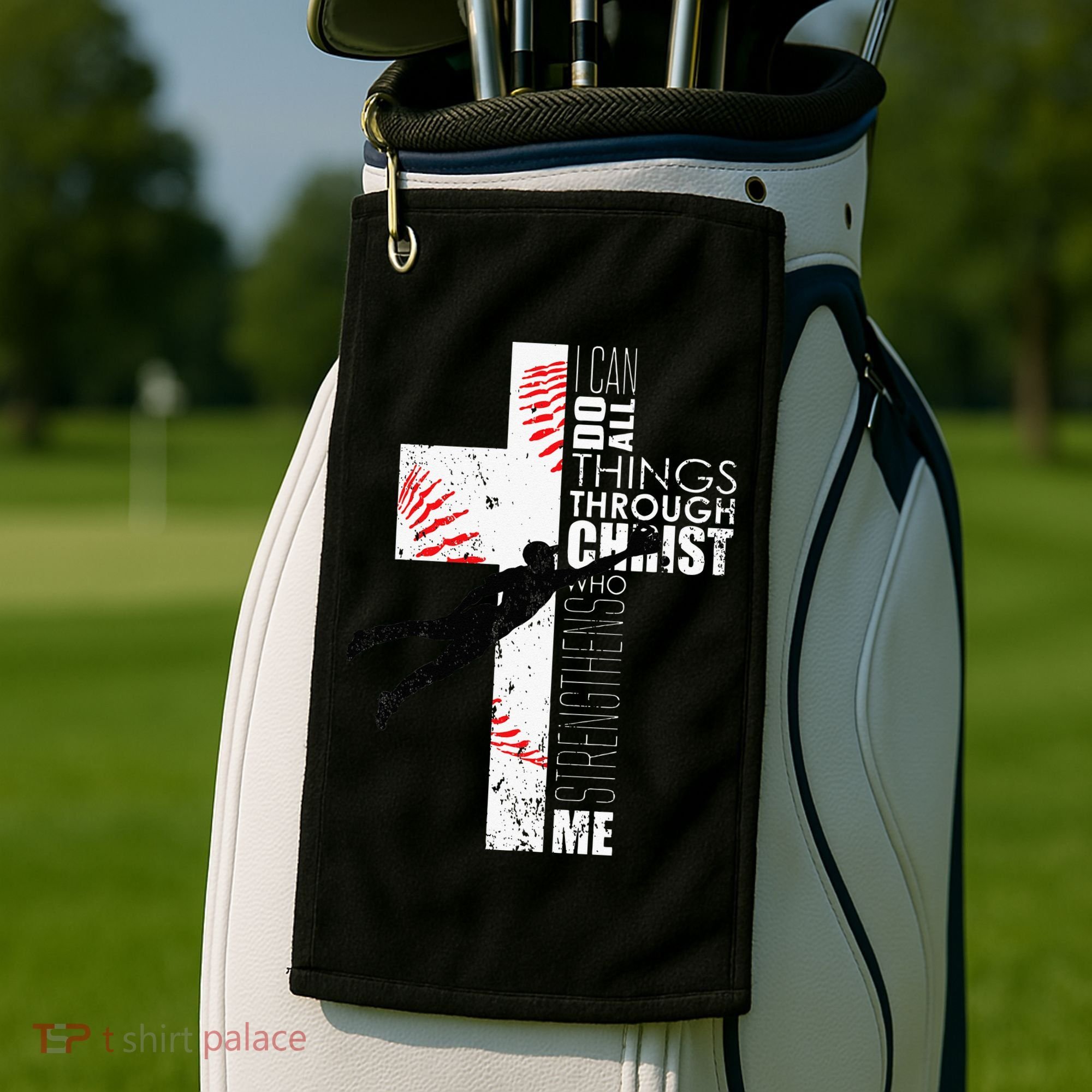 Christian Baseball Religious Cross  Golf Towel