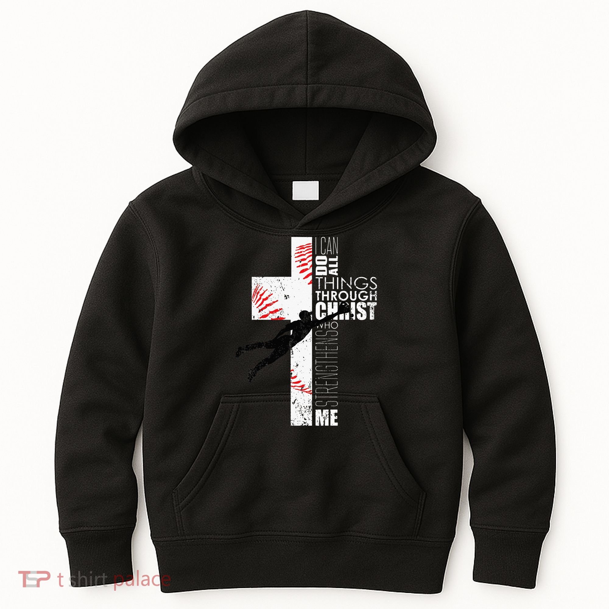 Christian Baseball Religious Cross  Kids Hoodie