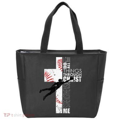 Christian Baseball Religious Cross  Tote Bag