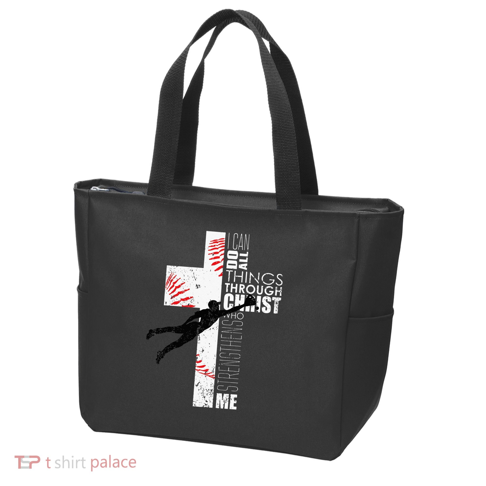 Christian Baseball Religious Cross  Tote Bag