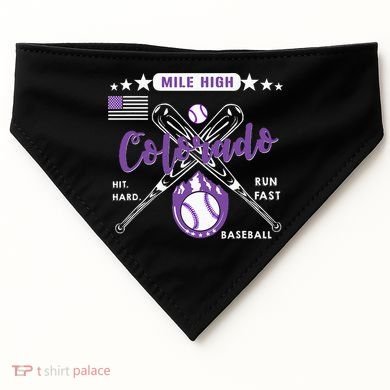Colorado Baseball Rocky Mountain Skyline Baseball USA-Made Doggie Bandana