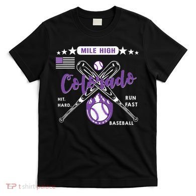 Colorado Baseball Rocky Mountain Skyline Baseball T-Shirt