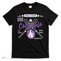 Colorado Baseball Rocky Mountain Skyline Baseball T-Shirt thumb 0