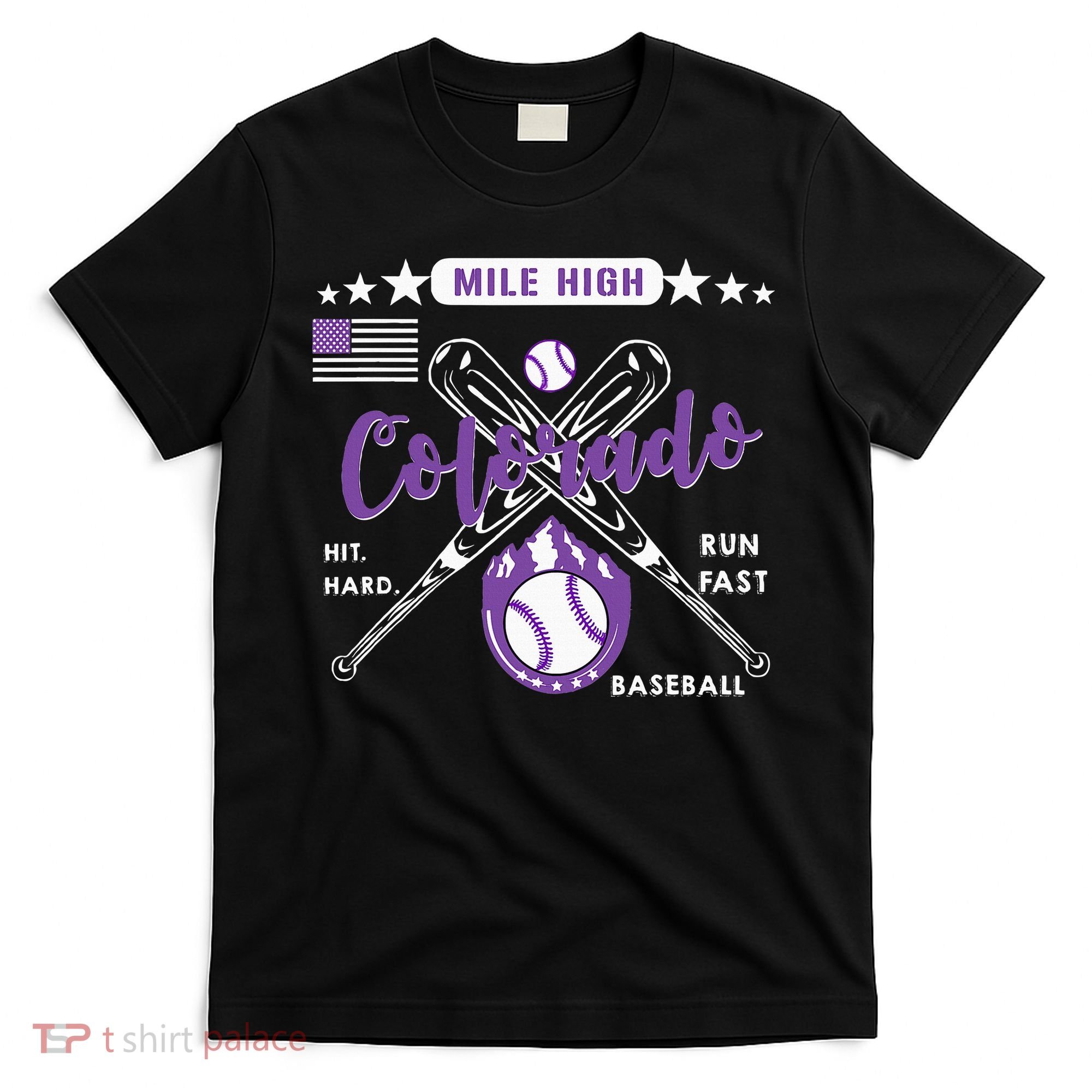Colorado Baseball Rocky Mountain Skyline Baseball T-Shirt