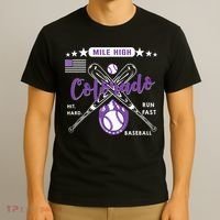 Colorado Baseball Rocky Mountain Skyline Baseball T-Shirt thumb 3