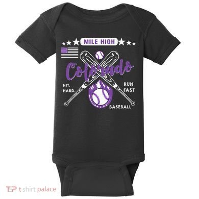Colorado Baseball Rocky Mountain Skyline Baseball Baby Bodysuit