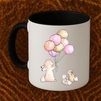 Cute Bunny Rabbit Balloon Coffee Mug thumb 2
