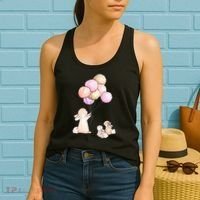 Cute Bunny Rabbit Balloon Women's Tank Top thumb 2