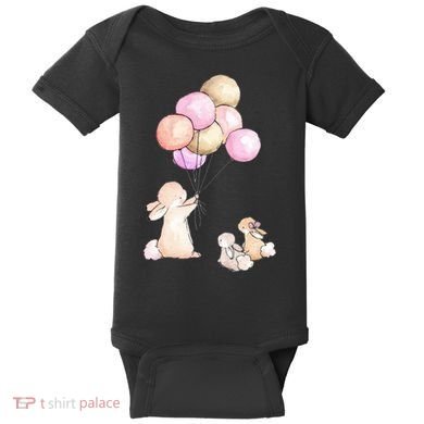 Cute Bunny Rabbit Balloon Baby Bodysuit