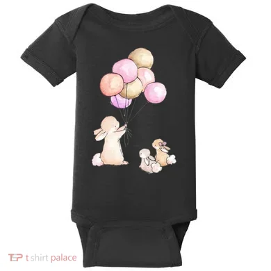 Cute Bunny Rabbit Balloon Baby Bodysuit