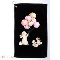 Cute Bunny Rabbit Balloon Golf Towel thumb 0