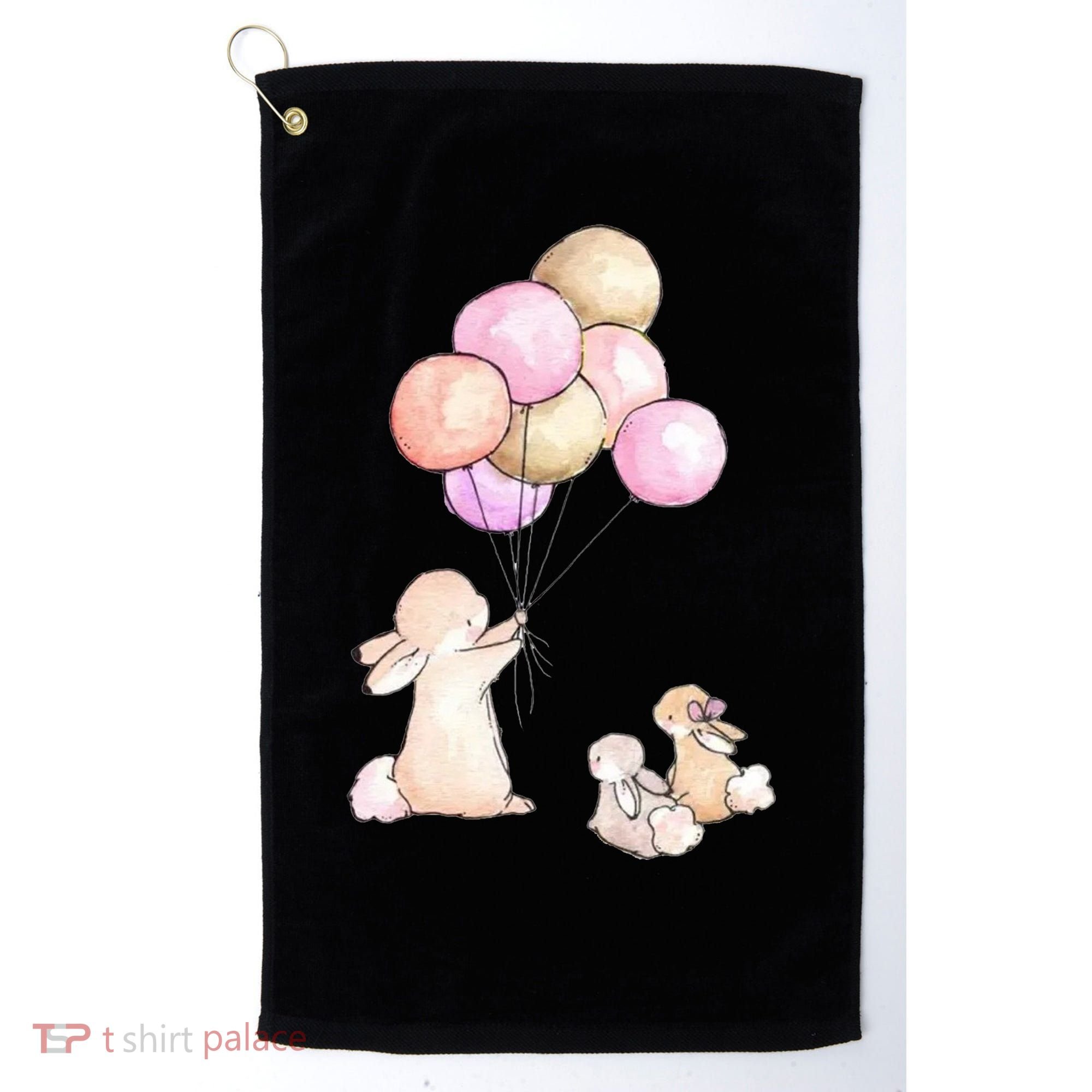 Cute Bunny Rabbit Balloon Golf Towel