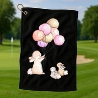 Cute Bunny Rabbit Balloon Golf Towel thumb 1