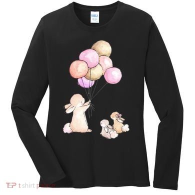 Cute Bunny Rabbit Balloon Women's Long Sleeve Shirt