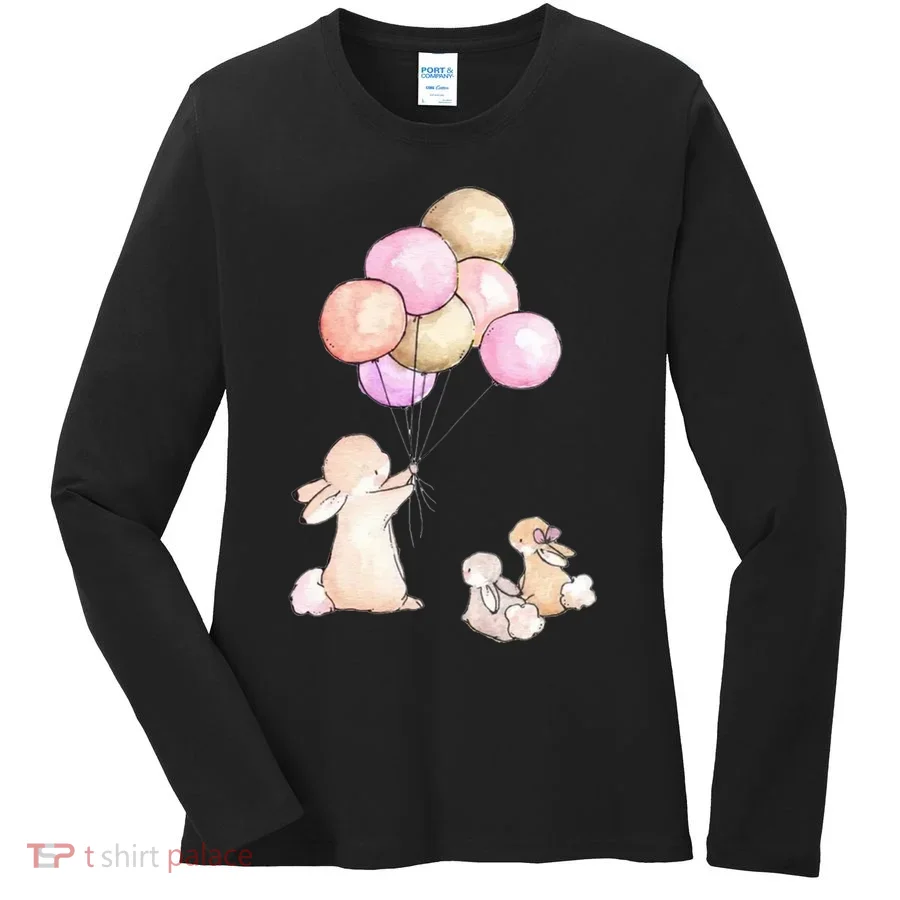 Cute Bunny Rabbit Balloon Women's Long Sleeve Shirt