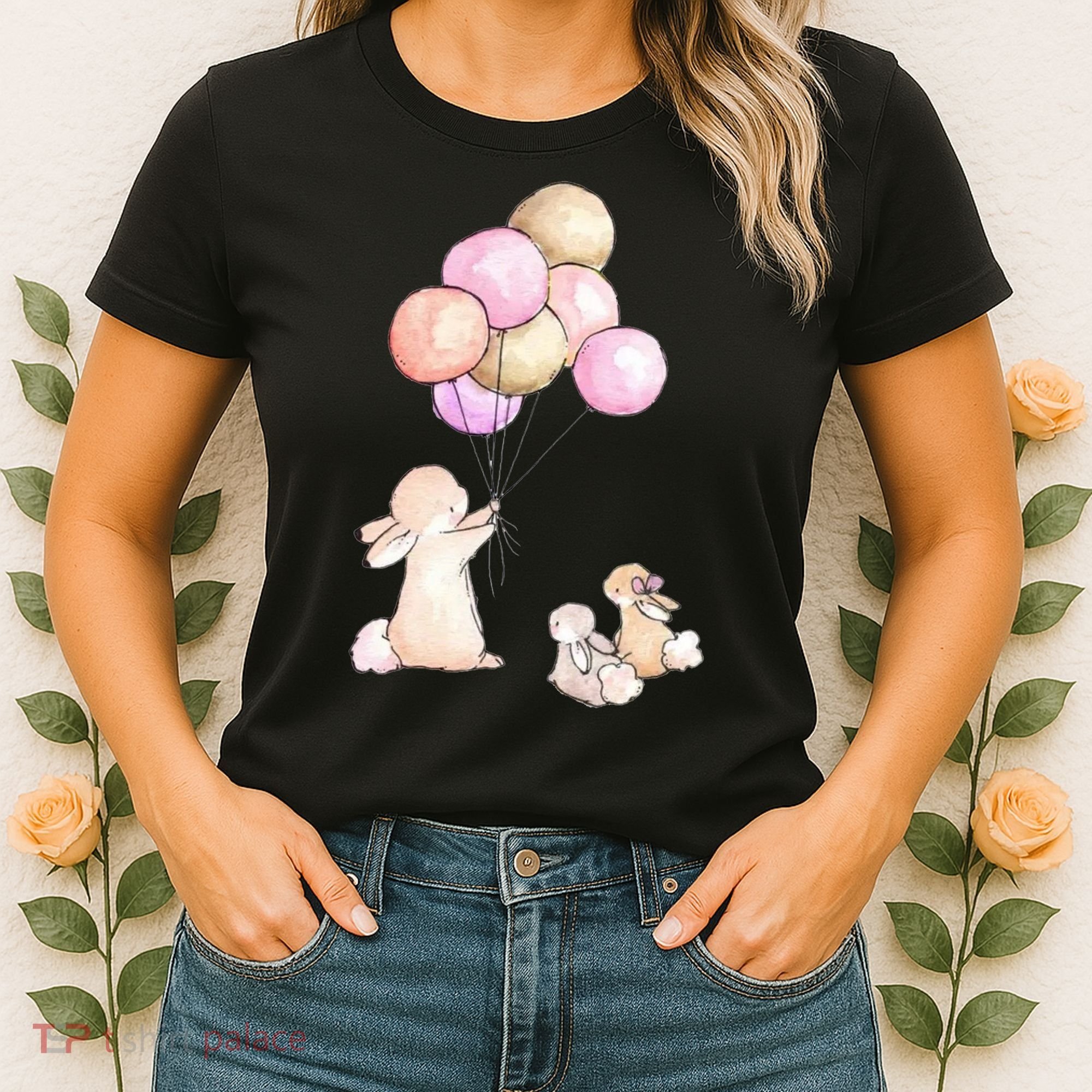 Cute Bunny Rabbit Balloon Women's T-Shirt