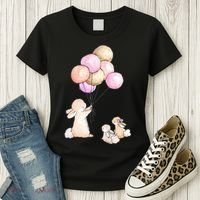 Cute Bunny Rabbit Balloon Women's T-Shirt thumb 3