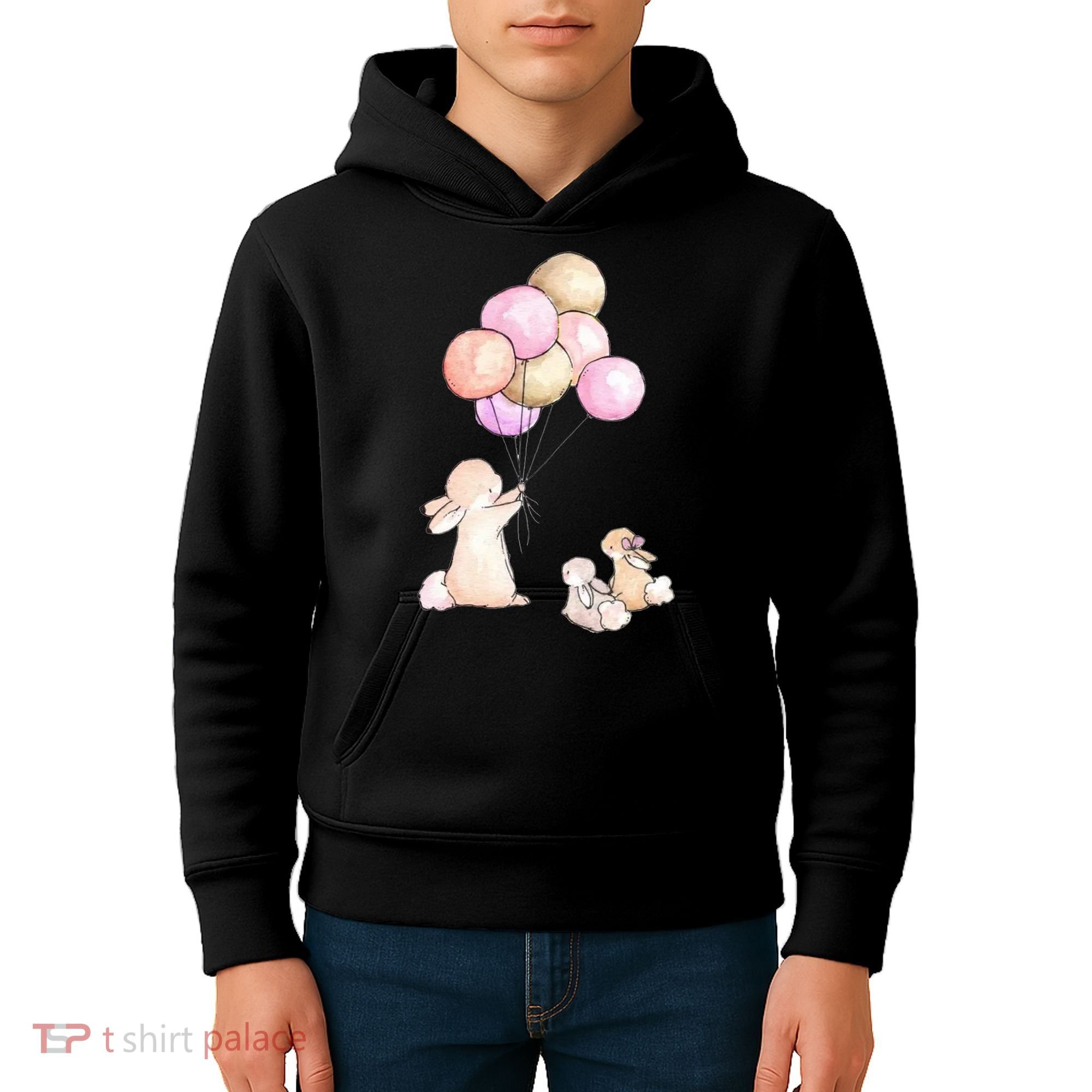 Cute Bunny Rabbit Balloon Kids Hoodie