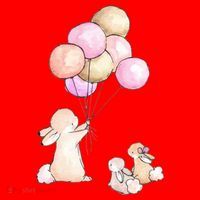 Cute Bunny Rabbit Balloon Santa Hat thumb 1