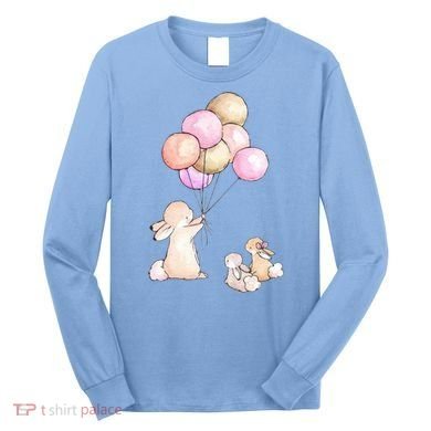 Cute Bunny Rabbit Balloon Long Sleeve Shirt