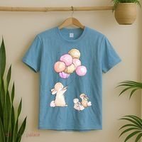 Cute Bunny Rabbit Balloon T-Shirt thumb 2