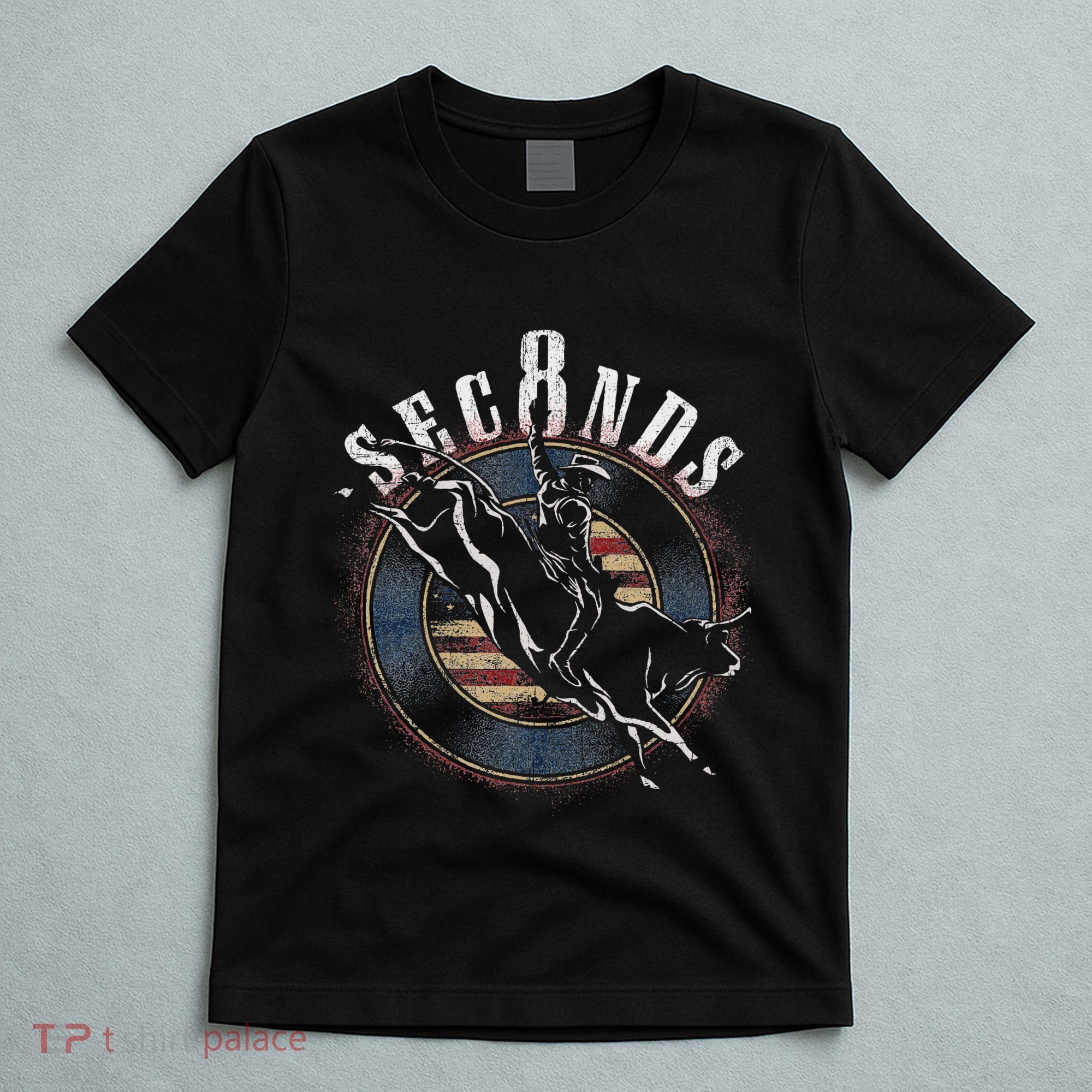 Cowboy Bull Riding Eight Seconds Rider Usa Flag T-Shirt