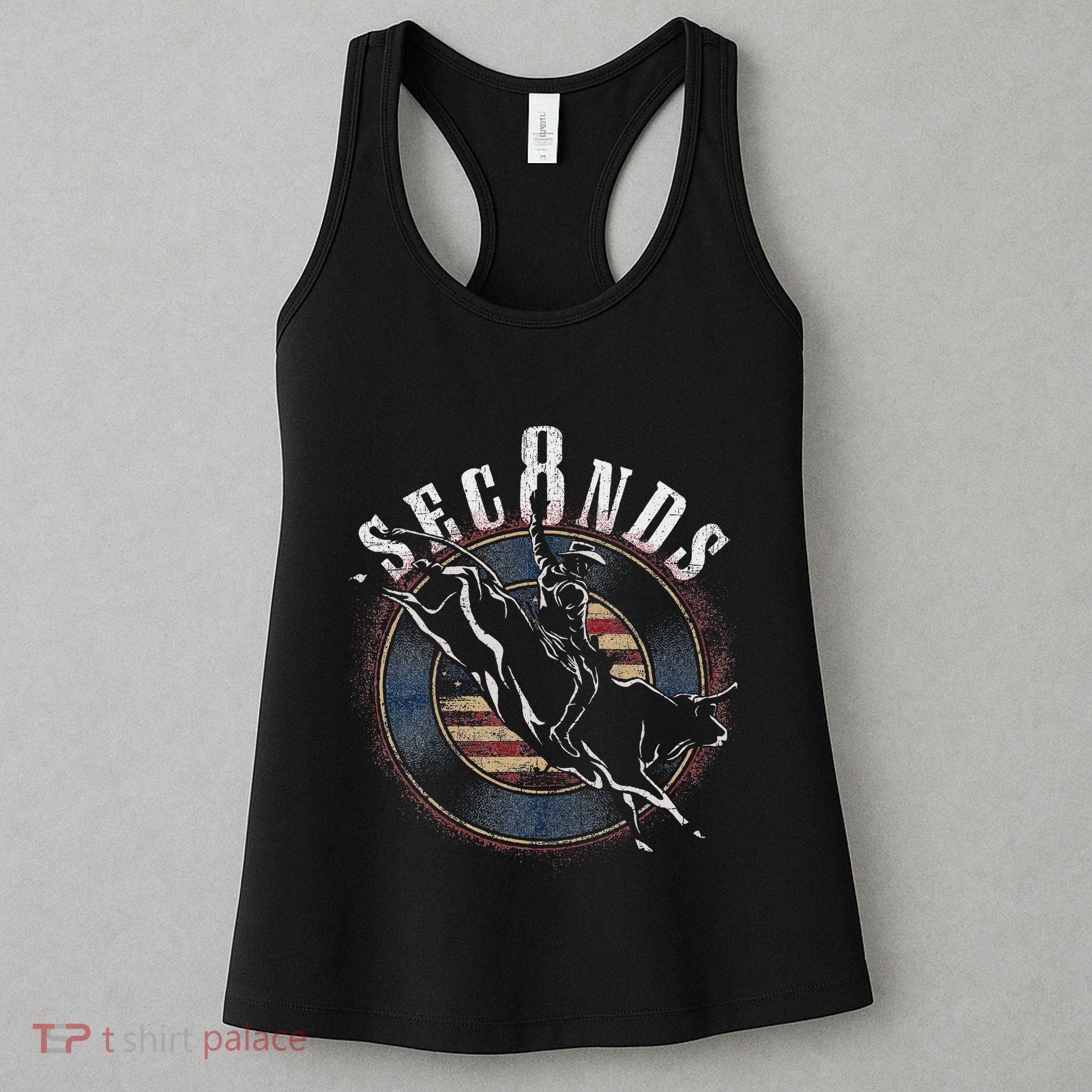 Cowboy Bull Riding Eight Seconds Rider Usa Flag Women's Tank Top