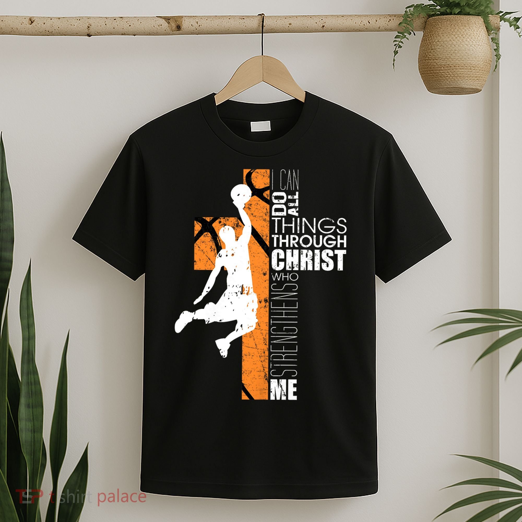 Christian Basketball Religious Bible Verse Philippians 4:13 T-Shirt