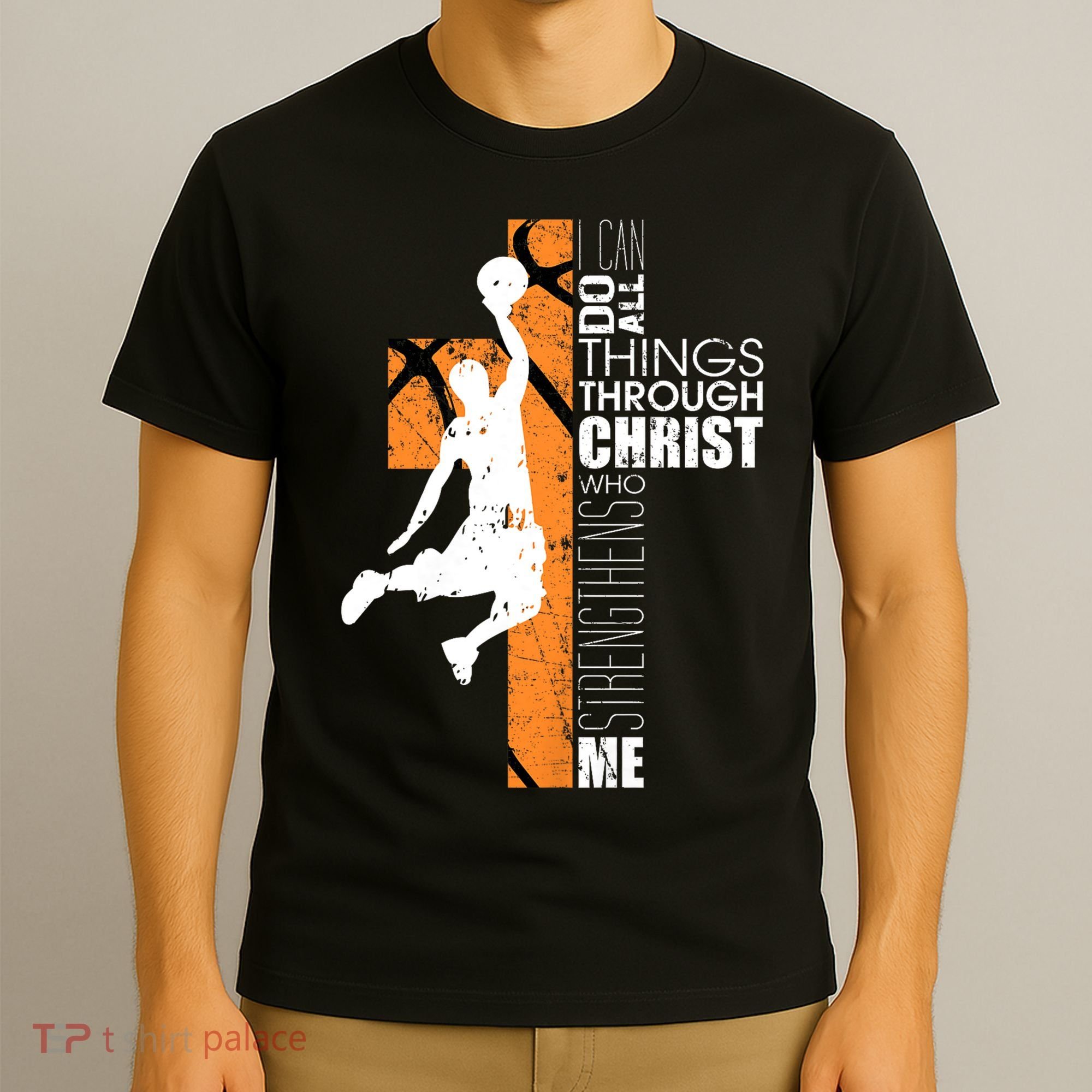 Christian Basketball Religious Bible Verse Philippians 4:13 T-Shirt