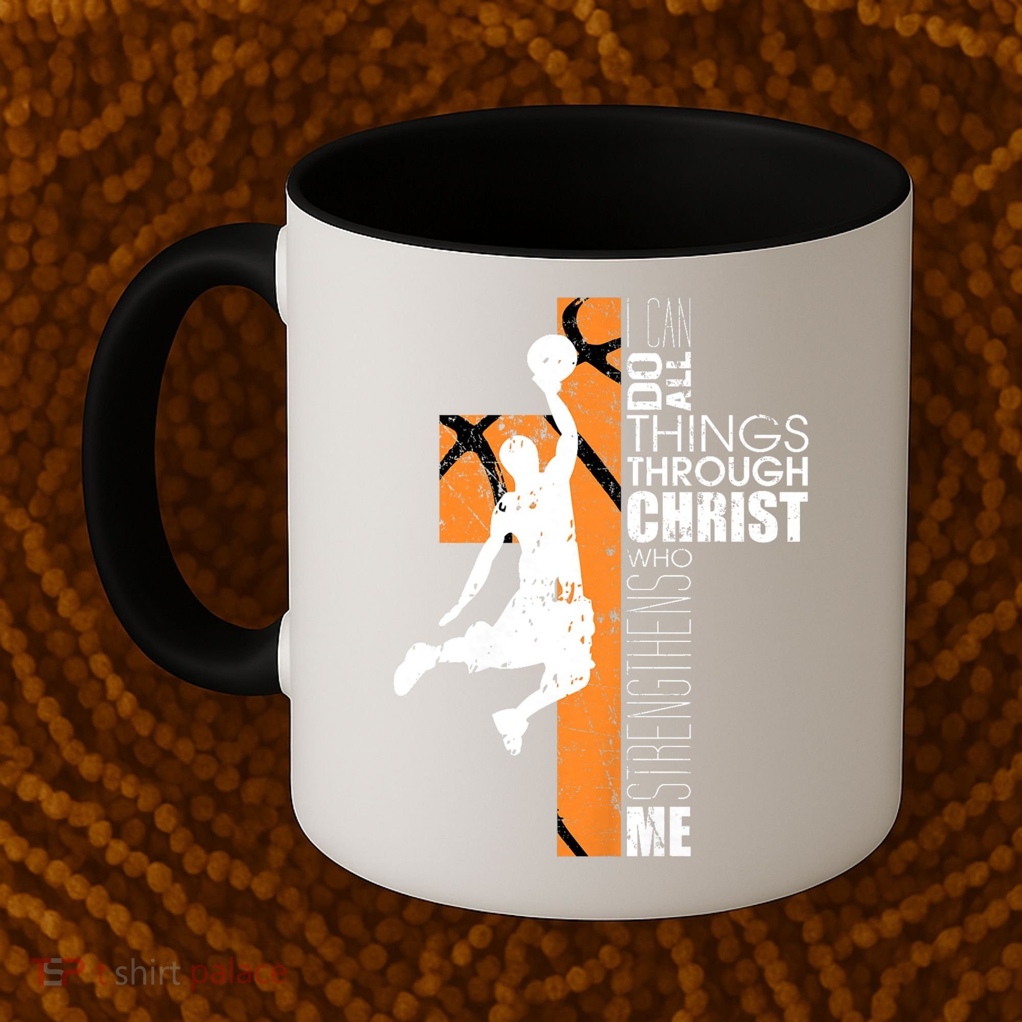 Christian Basketball Religious Bible Verse Philippians 4:13 Coffee Mug